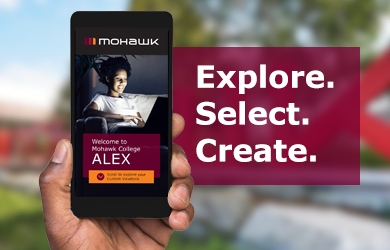 Mohawk College Custom Viewbook on app: Explore. Select. Create