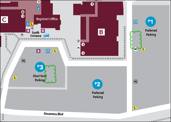 Figure 1: Fennell Campus – Parking Lots P1 and P3