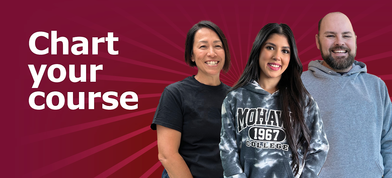 Chart your course header with three smiling students