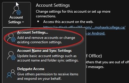 account settings page with "account settings" circled in red