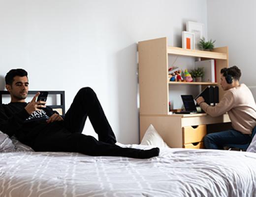 students relaxing in Linden Hall