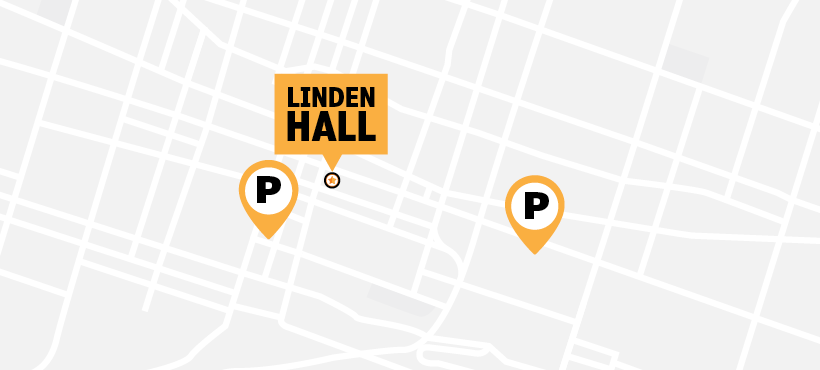 Illustration of a map of Linden Hall and surrounding pins of pharmacy locations