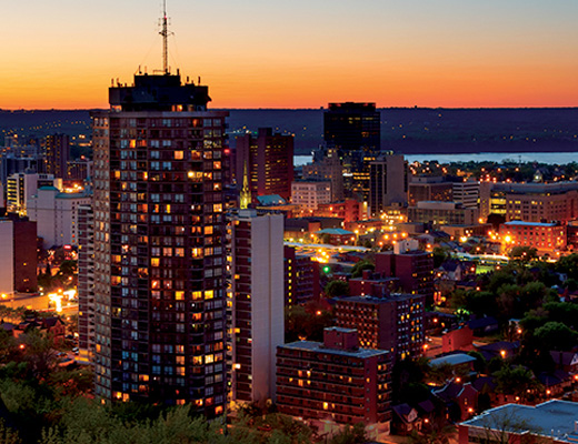 Hamilton cityscape at night