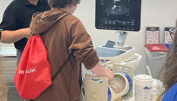 High School Students using Ultrasound equipment