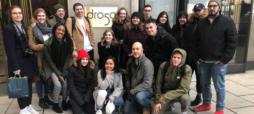 Mohawk college students on a trip to New York City