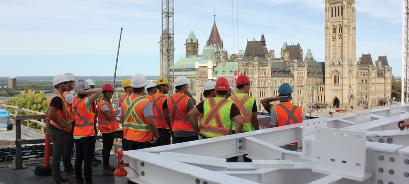 Mohawk Civil Engineering Technology students touring the West Block at Parliament Hill in Ottawa