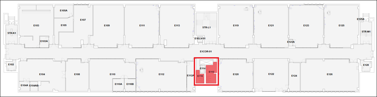 Figure 1: Fennell Campus - E-Wing Level 1 Washrooms