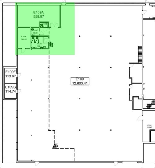 Figure 1: Stoney Creek - E109 Main Level – Green area indicates place of the work.