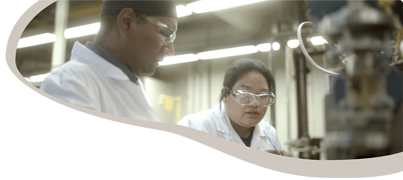 Mohawk College students working together in a lab