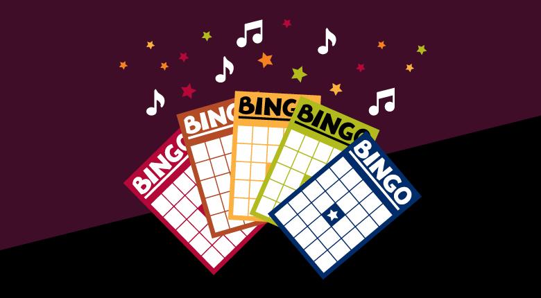 Bingo card with music notes