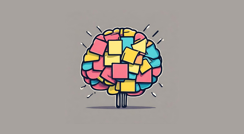 Brain made of colourful sticky notes.