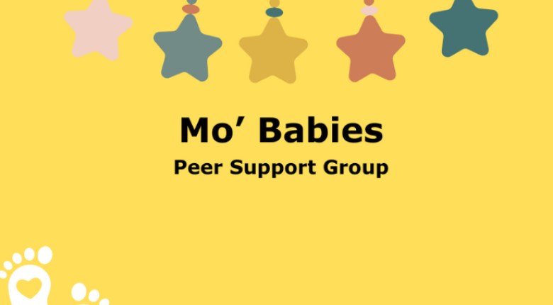 Yellow background with the name mo babies in the middle