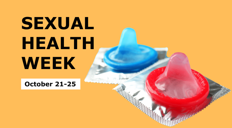 Yellow Background with the title sexual health week 