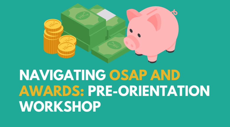 Navigating OSAP and Awards Promo - has a piggy bank, money and coins on it 