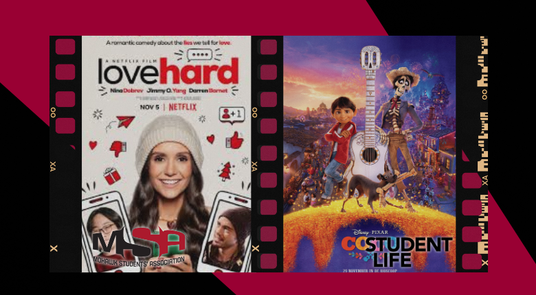 movie posters for the movies love hard and coco