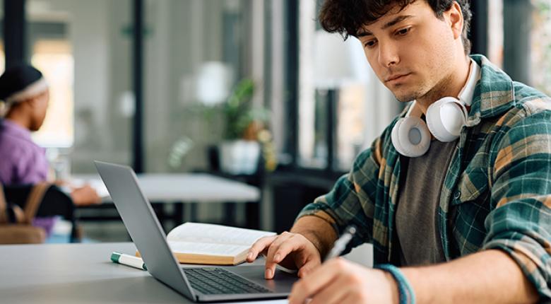 White male working on the computer