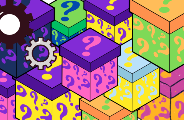 many boxes with question marks on them