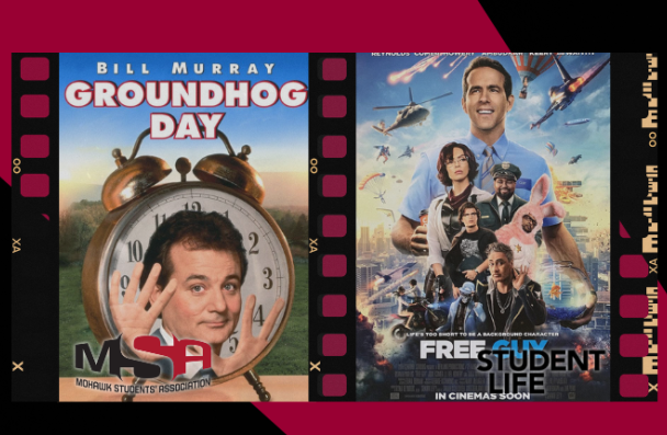 movie posters for the movies Groundhog Day and Free Guy