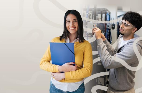 Students working in labs